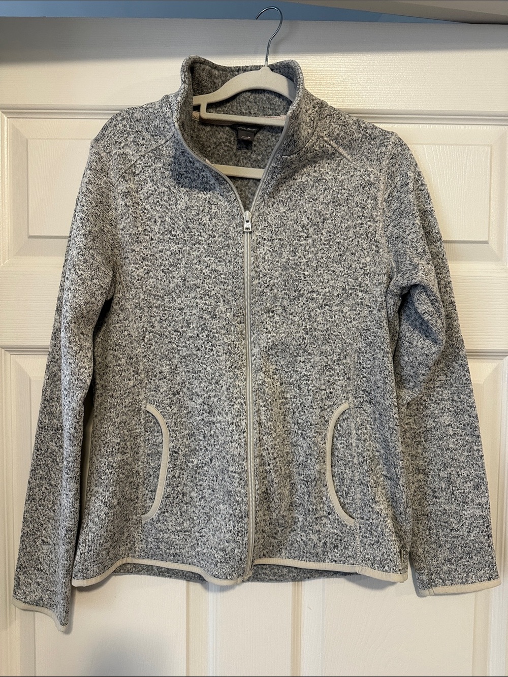 Eddie Bauer Heather Gray Full-Zip Teddy Jacket